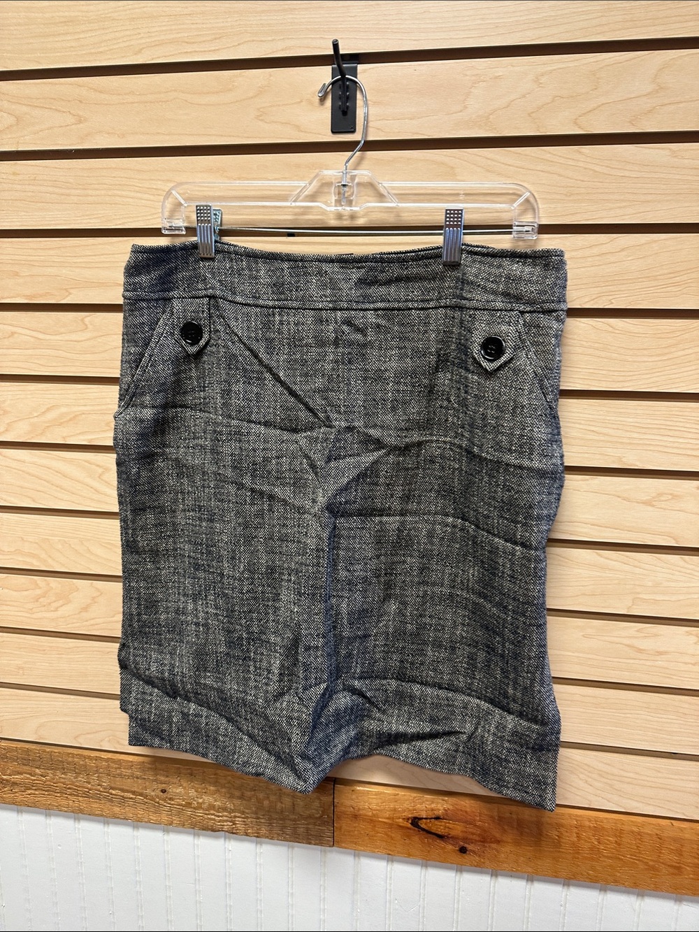 Etcetera Gray Textured Skort with Front Button Details